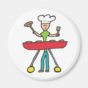 Barbecue Grillmaster BBQ Magnet