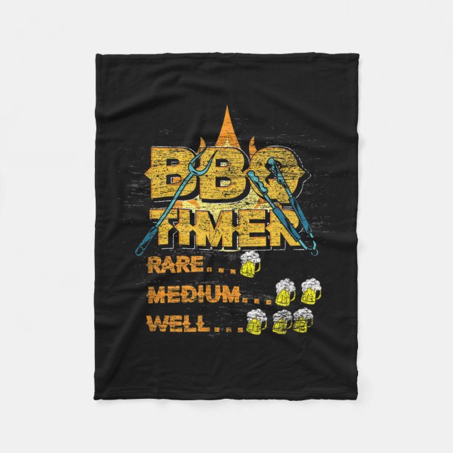 Barbecue Grillmaster Beer Drunk Griller Meat Steak Fleece Blanket (Front)