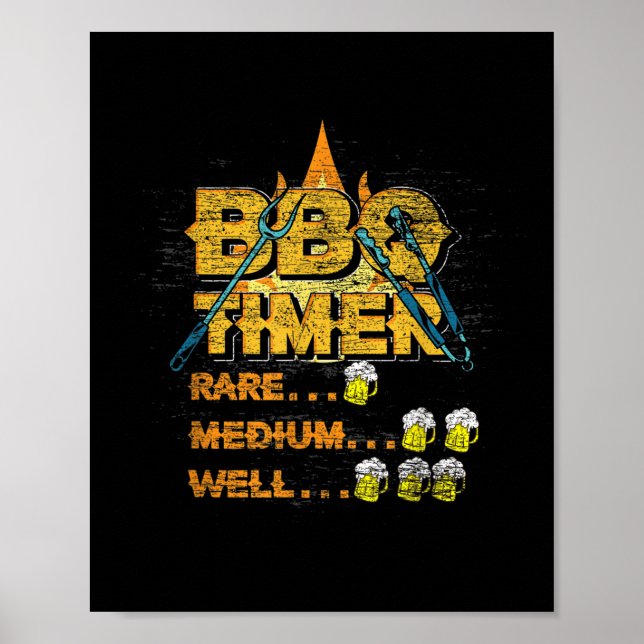 Barbecue Grillmaster Beer Drunk Griller Meat Steak Poster (Front)