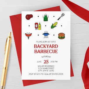 Barbecue Icons Party Invitation