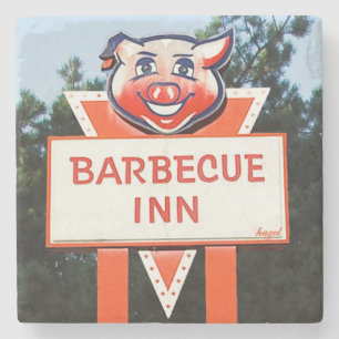 Barbecue Inn, Asheville, NC. Marble Stone Coaster. Coaster