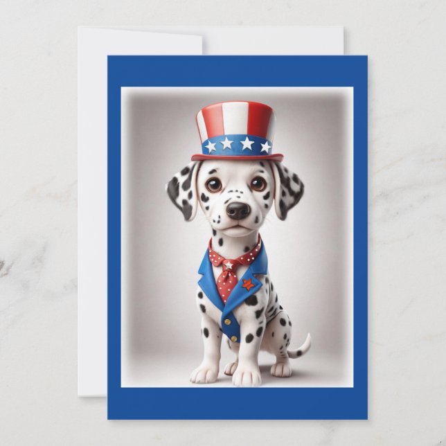 Barbecue Invitation 4th of July Dalmatian. (Front)
