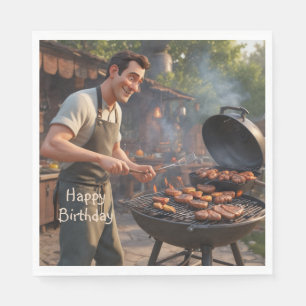 Barbecue Man Birthday Napkin