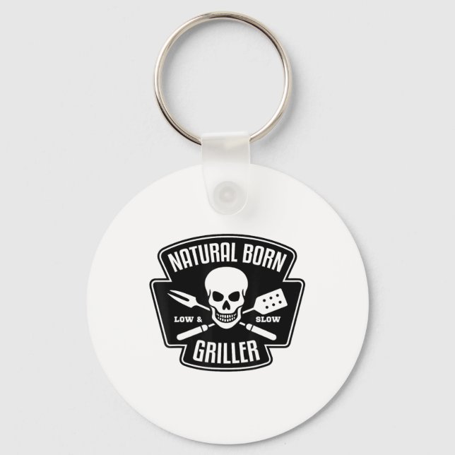 Barbecue Natural Born Griller Funny Grill Master G Key Ring (Front)