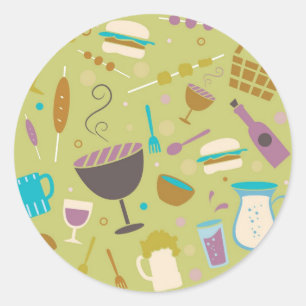 Barbecue Pattern Classic Round Sticker