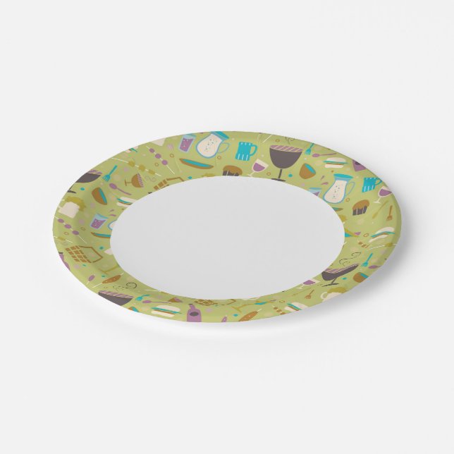 Barbecue Pattern Paper Plate (Angled)