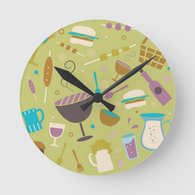 Barbecue Pattern Round Clock (Front)