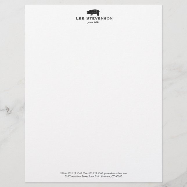 Barbecue Pork Pig Letterhead Template (Front)