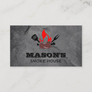 Barbecue Sausage on Skewer and Flames Business Card