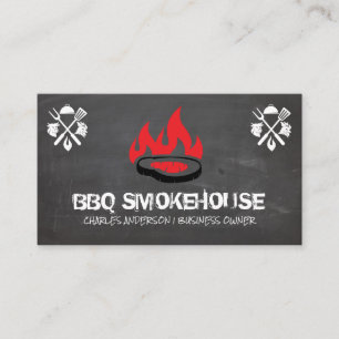 Barbecue Steak on Grill Logo   Restaurant Business Card