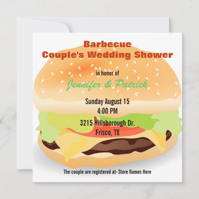 Barbecue Themed Couple's Wedding Shower Invitation (Front)