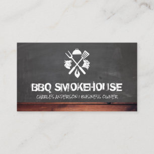 Barbecue Tools Beef Poultry Chalkboard Wood Trim Business Card
