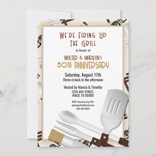 Barbecue Wedding Anniversary Invitation (Front)