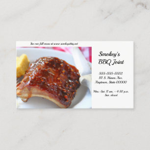 Barbecued ribs dinner with cornbread business card