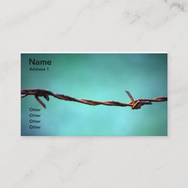 barbed WIRE AGAINST SKY BLUE BACKGROUND RANDOM ABS Business Card (Front)