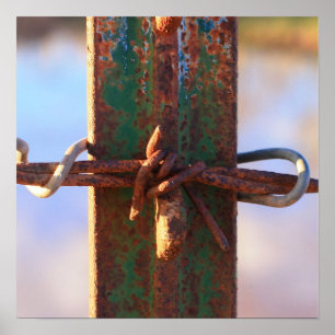 Barbed Wire and Rust Cross Poster