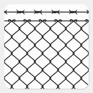 Barbed Wire Fence Silhouette Square Sticker