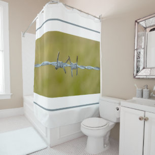 Barbed wire fence - with white - shower curtain