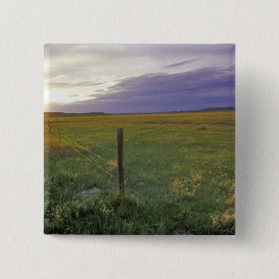 Barbed Wire Fenceline in northeastern Montana 15 Cm Square Badge
