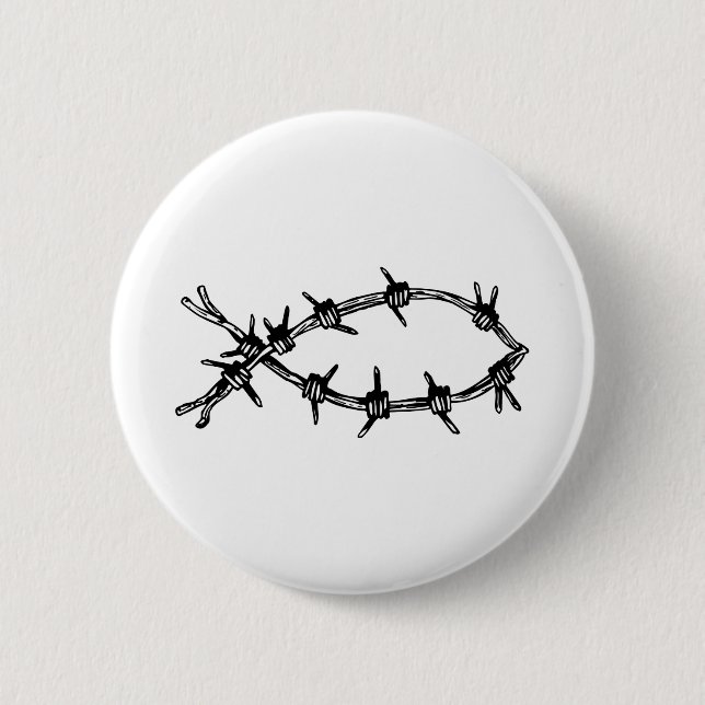 Barbed Wire Fish 6 Cm Round Badge (Front)