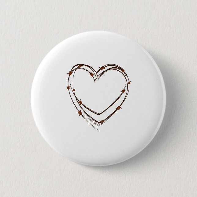 Barbed Wire Heart 6 Cm Round Badge (Front)