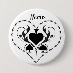 Barbed Wire Heart Black Spades Thunder_Cove 7.5 Cm Round Badge