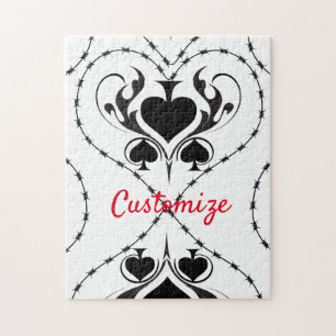 Barbed Wire Heart Black Spades Thunder_Cove  Jigsaw Puzzle