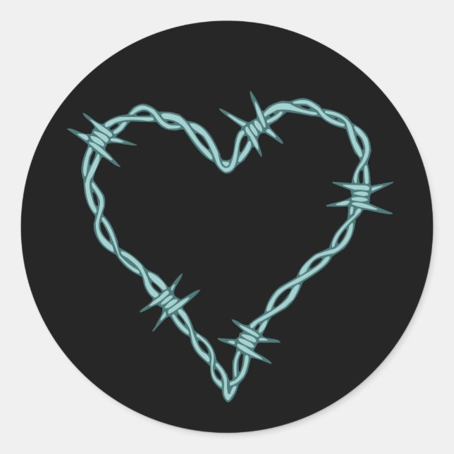 Barbed Wire Heart Classic Round Sticker (Front)