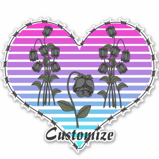 Barbed Wire Heart Wilted Black Roses Thunder_Cove (Front)