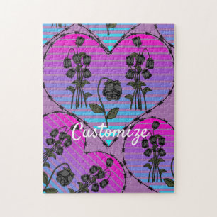 Barbed Wire Heart Wilted Black Roses Thunder_Cove  Jigsaw Puzzle