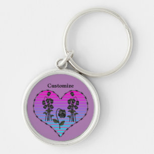 Barbed Wire Heart Wilted Black Roses Thunder_Cove  Key Ring