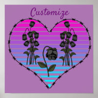 Barbed Wire Heart Wilted Black Roses Thunder_Cove 
