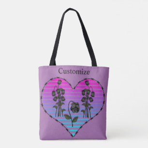 Barbed Wire Heart Wilted Black Roses Thunder_Cove  Tote Bag