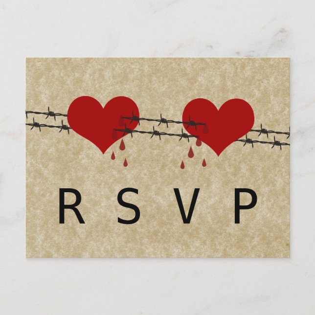 Barbed Wire Hearts Tattoo RSVP Postcard (Front)