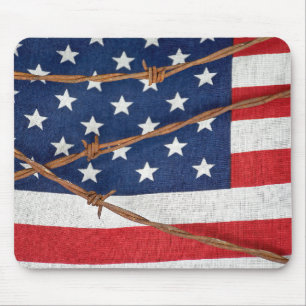 Barbed Wire on Flag Mouse Mat