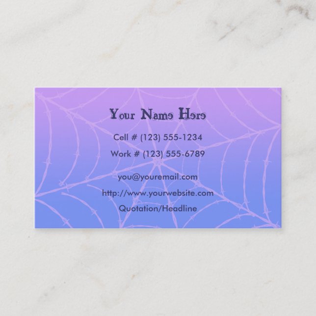 Barbed Wire Spider Web Business Card (Front)