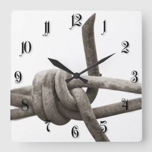 Barbed wire square wall clock
