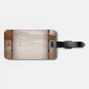 barbed wire western country wedding luggage tag