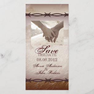 barbed wire western country wedding save the date