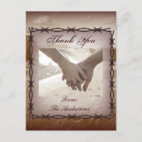 barbed wire western country wedding thank you