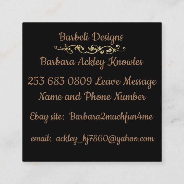Barbeli Designs Square Business Card (Back)
