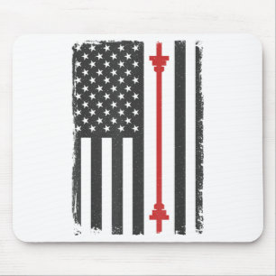 Barbell American Flag Gym Workout Tee Usa Motivati Mouse Mat