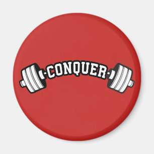 Barbell, CONQUER - Inspirational Weightlifting Gym Magnet