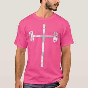 Barbell Cross Christian Belief Gym Workout Lifting T-Shirt