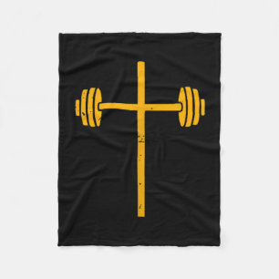Barbell Cross Dumbbell Jesus Funny Christian Worko Fleece Blanket