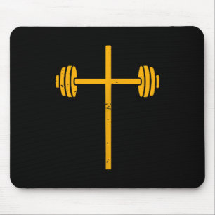 Barbell Cross Dumbbell Jesus Funny Christian Worko Mouse Mat
