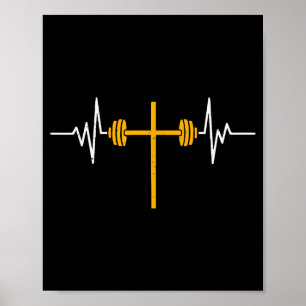 Barbell Cross Dumbbell Jesus Funny Christian Worko Poster