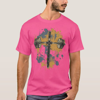 Barbell Cross Funny Christian Gym Jesus Weight Lif T-Shirt
