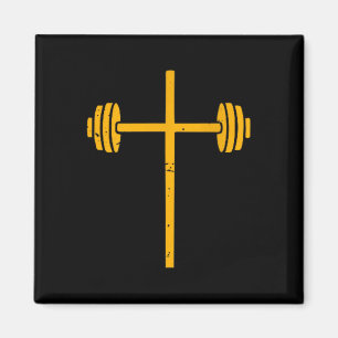Barbell Cross-shirt Funny Christian Workout Gym Je Magnet