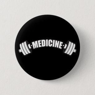 Barbell - Iron Medicine - Weight Lifting Gym 6 Cm Round Badge